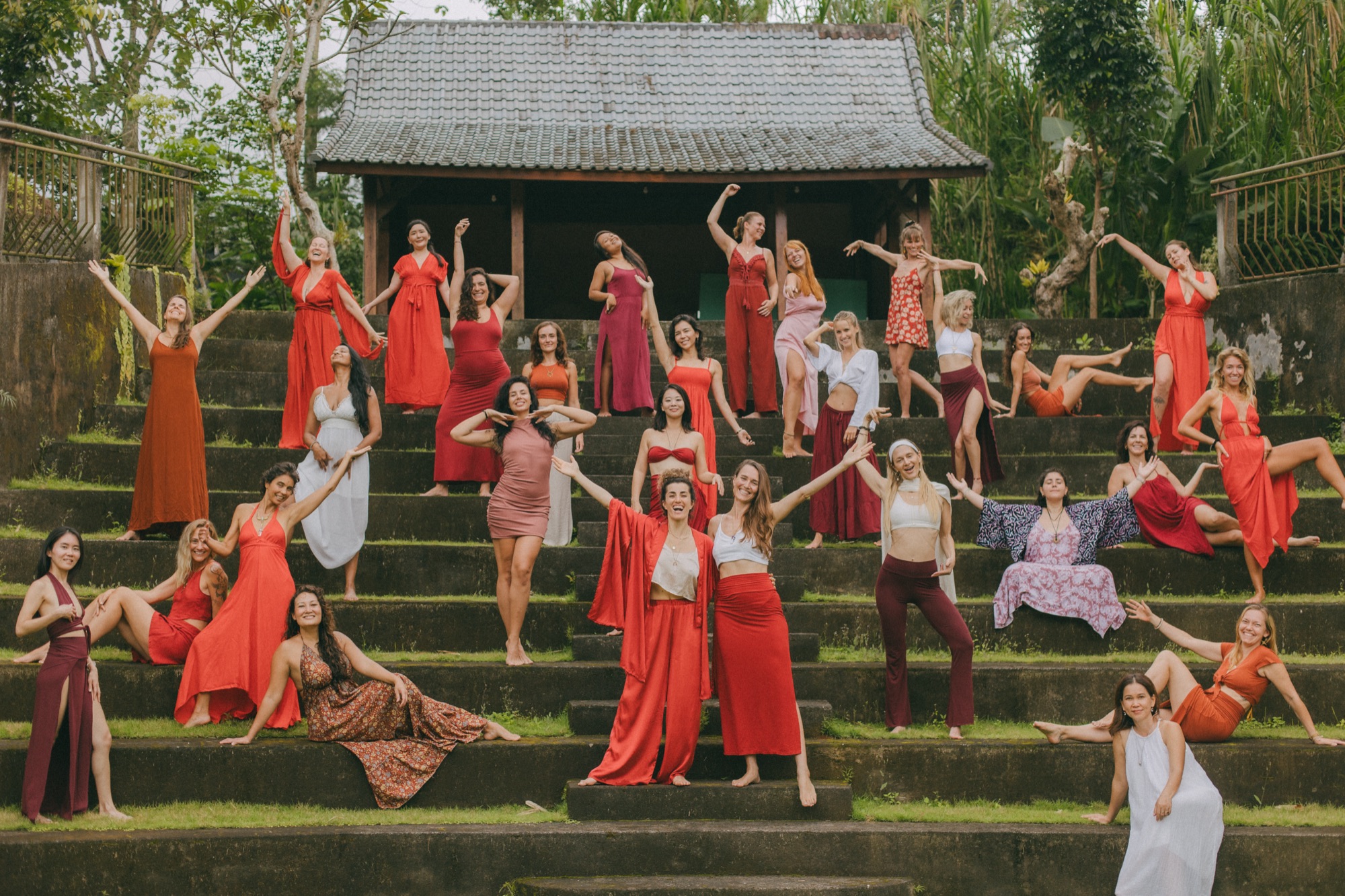 A circle of women celebrating together after a retreat